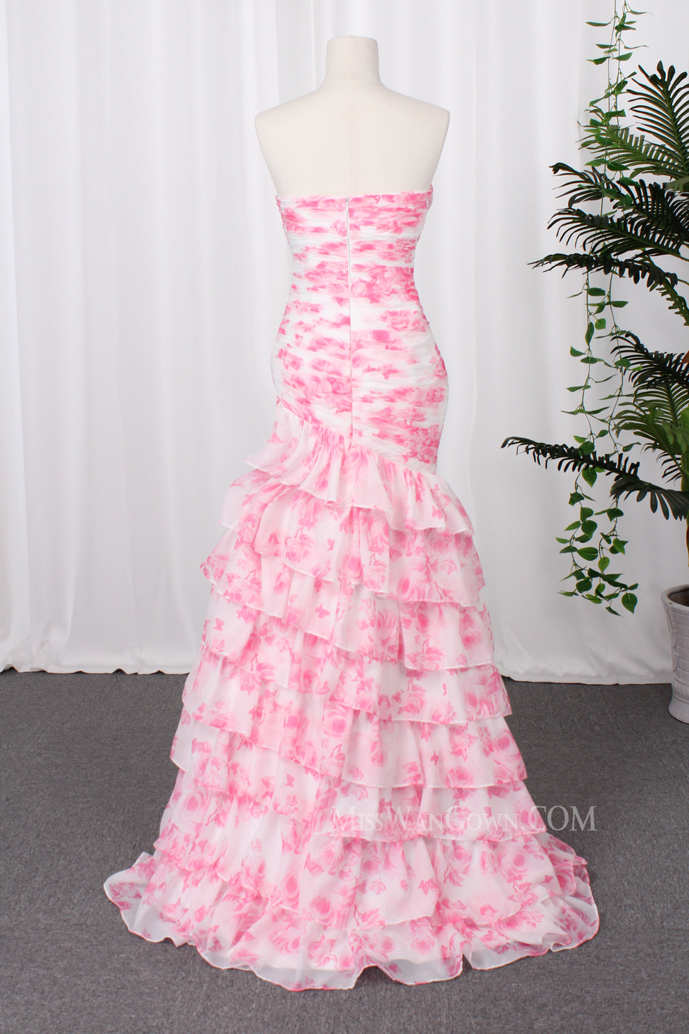 Sweetheart mermaid tulle prom dresses customized sweep train evening dresses LF808