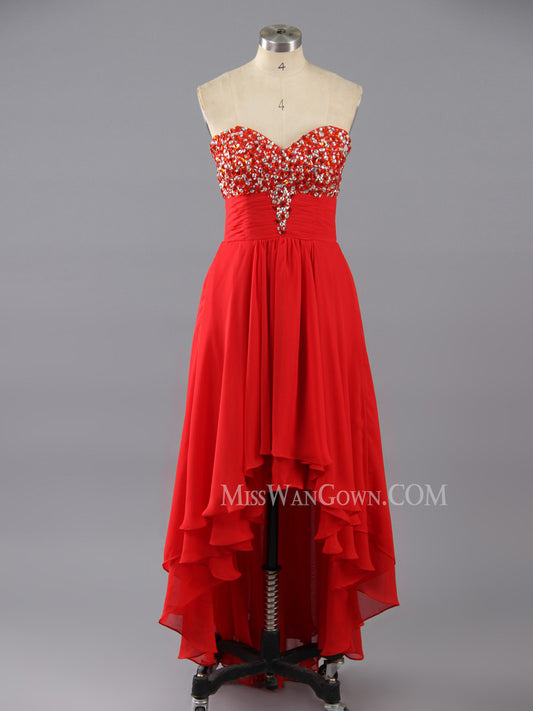 Sweetheart chiffon beading diamond prom dresses customized evening dresses LF809