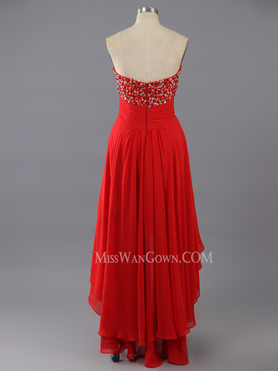 Sweetheart chiffon beading diamond prom dresses customized evening dresses LF809