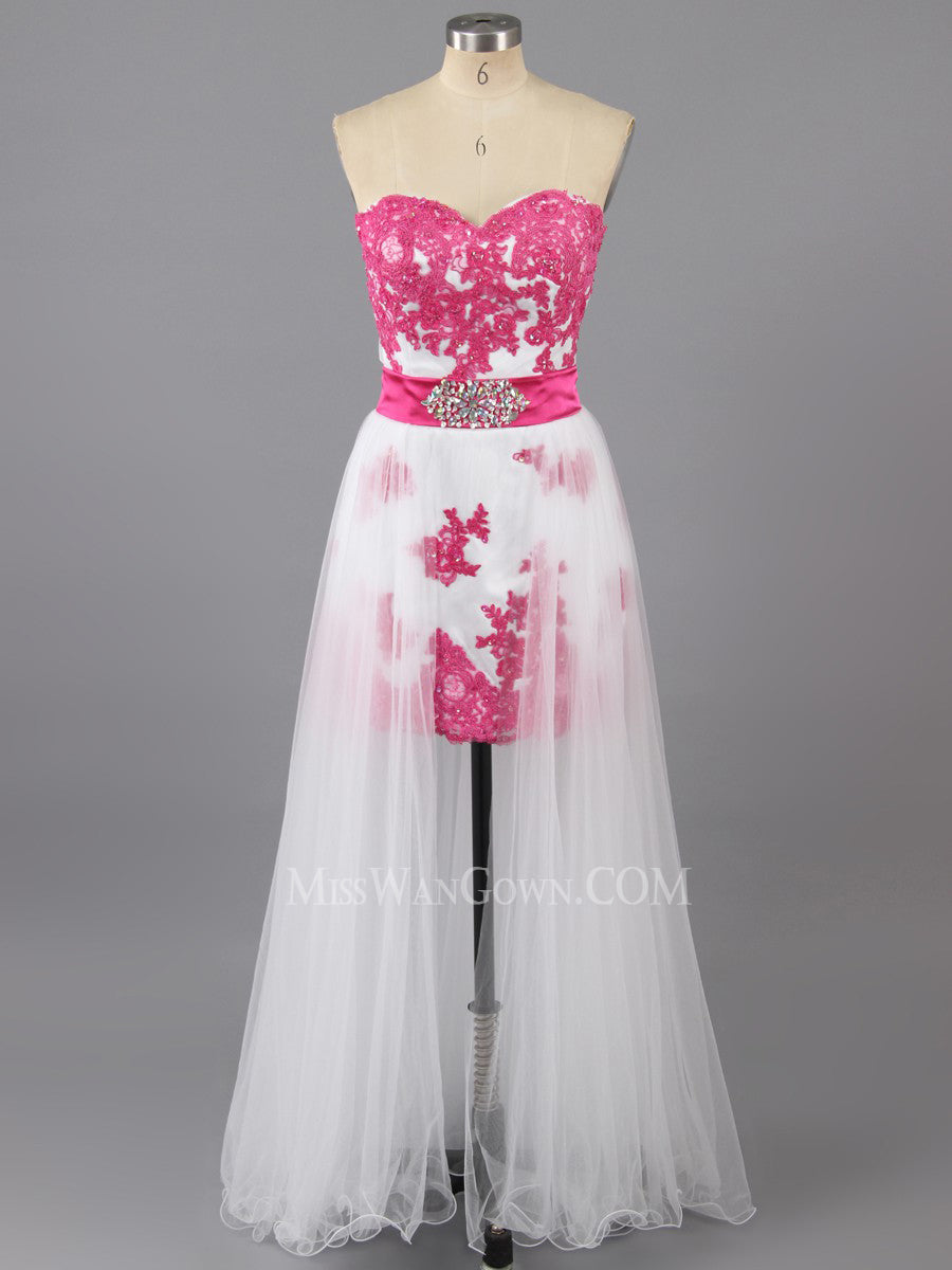 Sweetheart tulle appliqued prom dresses customized floor length evening dresses LF807