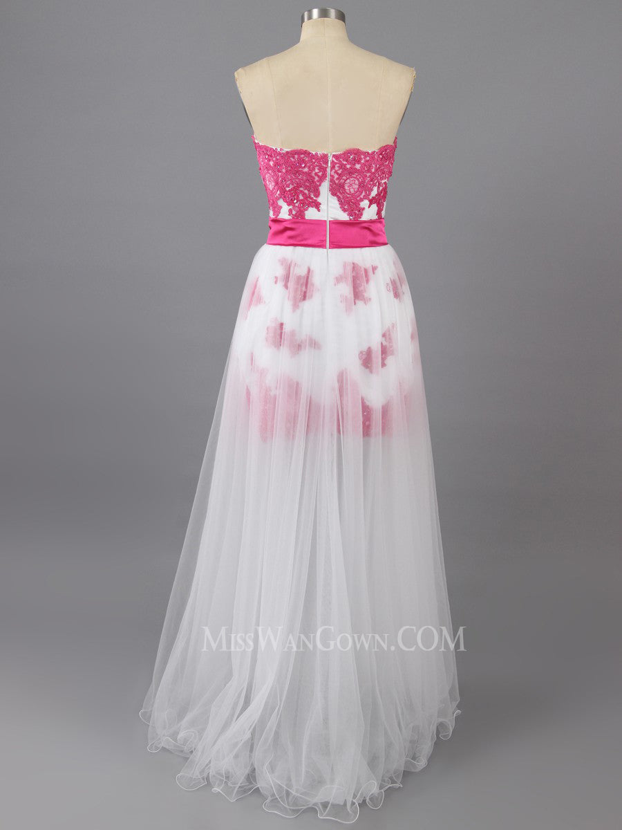 Sweetheart tulle appliqued prom dresses customized floor length evening dresses LF807