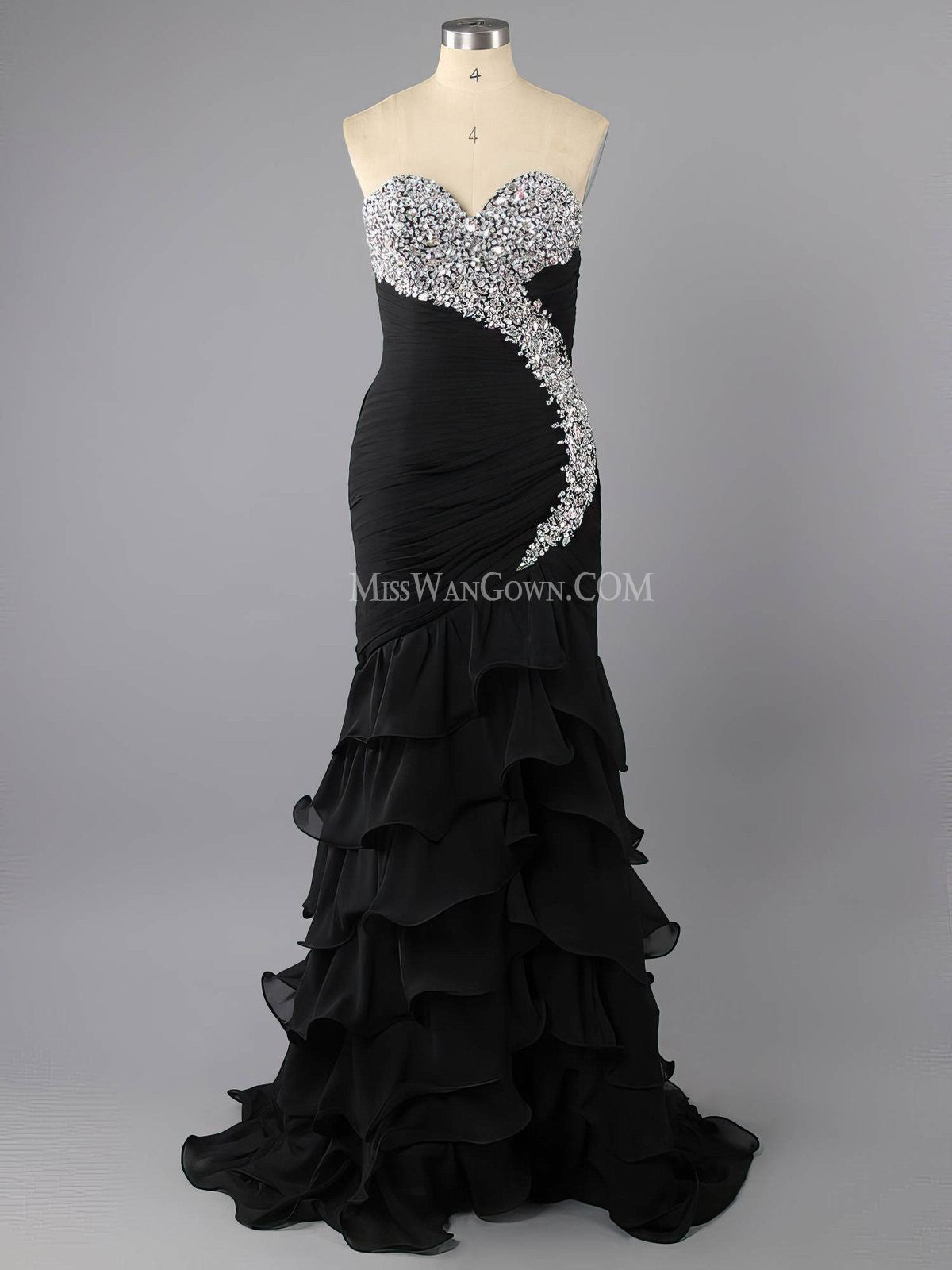 Sweetheart mermaid beading sequins prom dresses sweep train customized evening dresses LF794