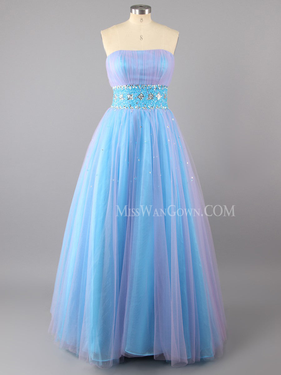 Sweetheart tulle handmade beading sequins prom dresses customized floor length evening dresses LF793