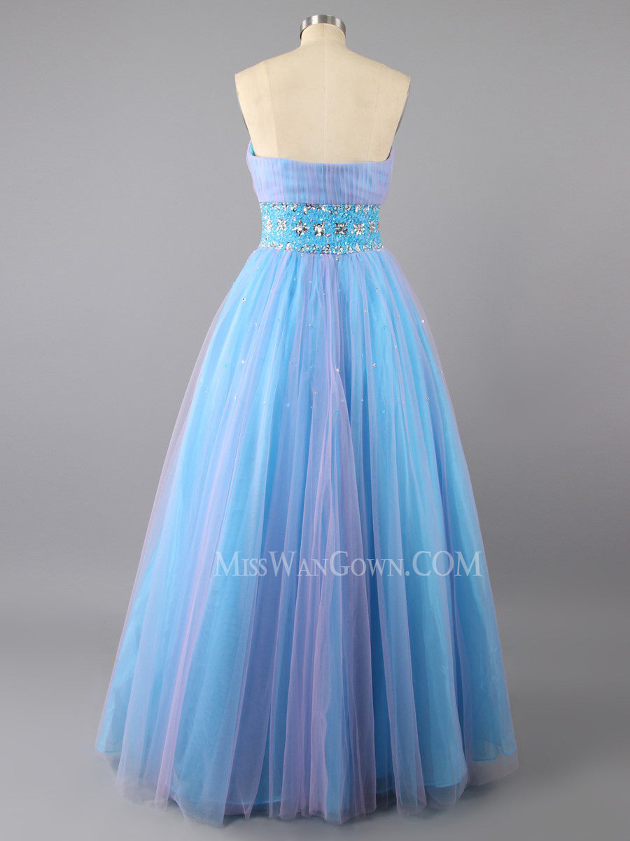 Sweetheart tulle handmade beading sequins prom dresses customized floor length evening dresses LF793