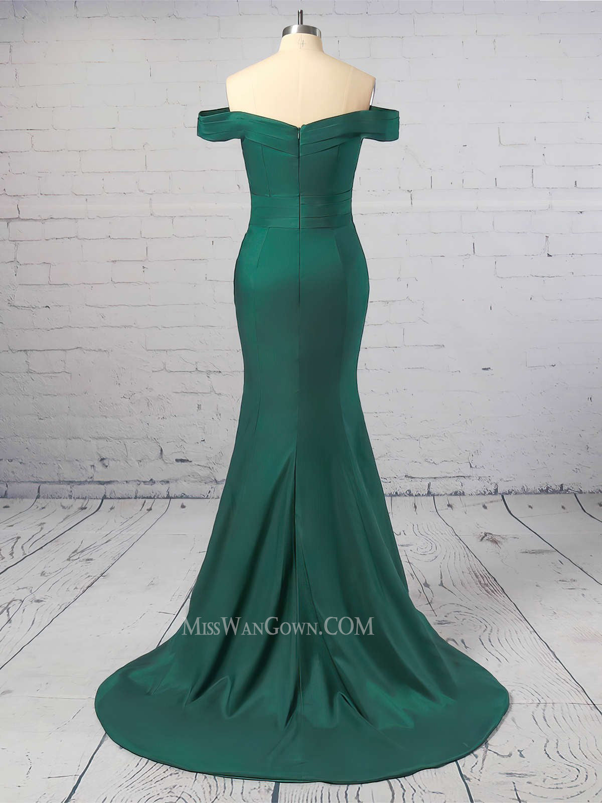 Off shoudler satin mermaid prom dresses customized sweep train evening dresses LF883