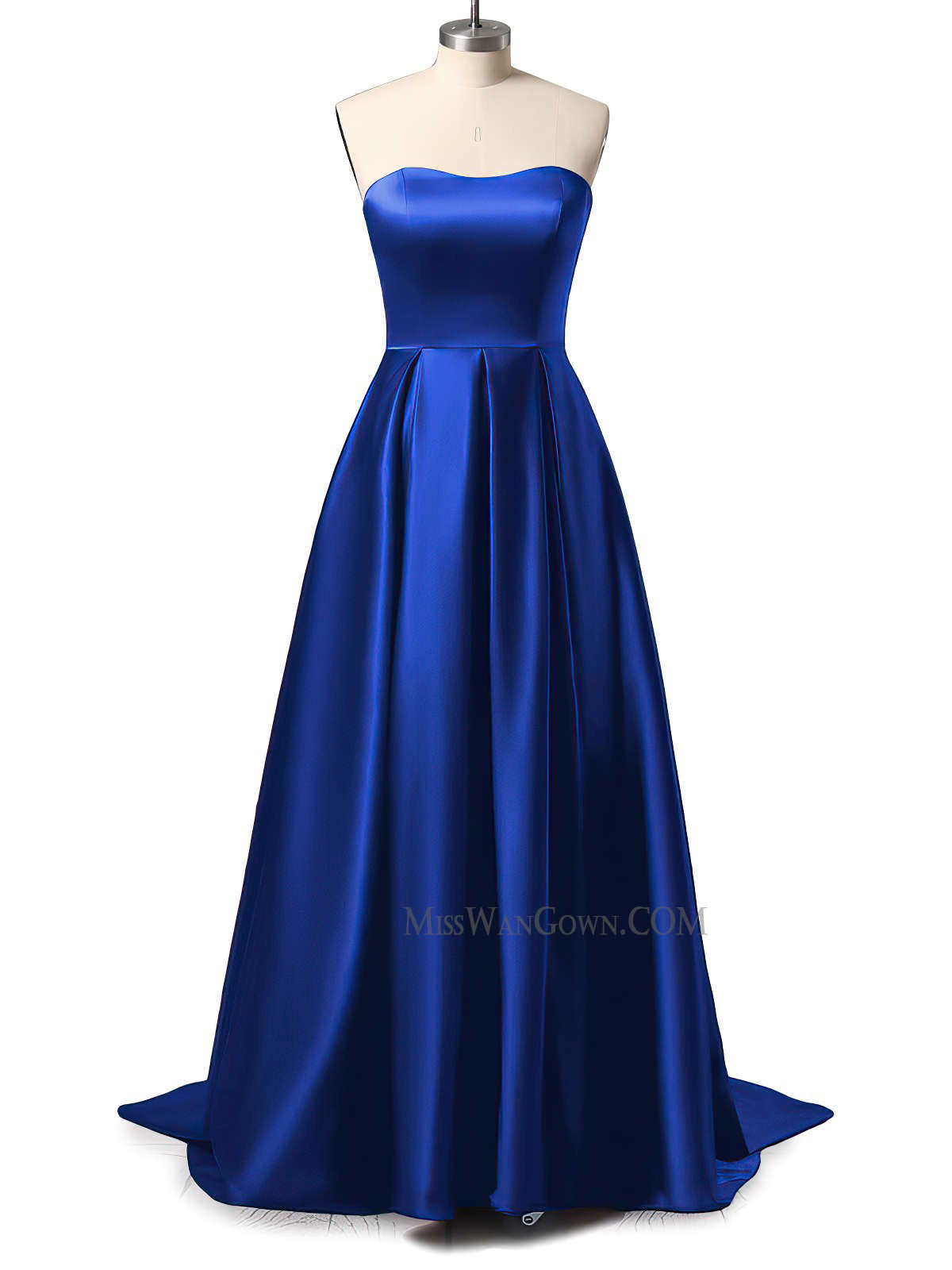 Strapless satin prom dresses customized sweep train evening dresses LF846