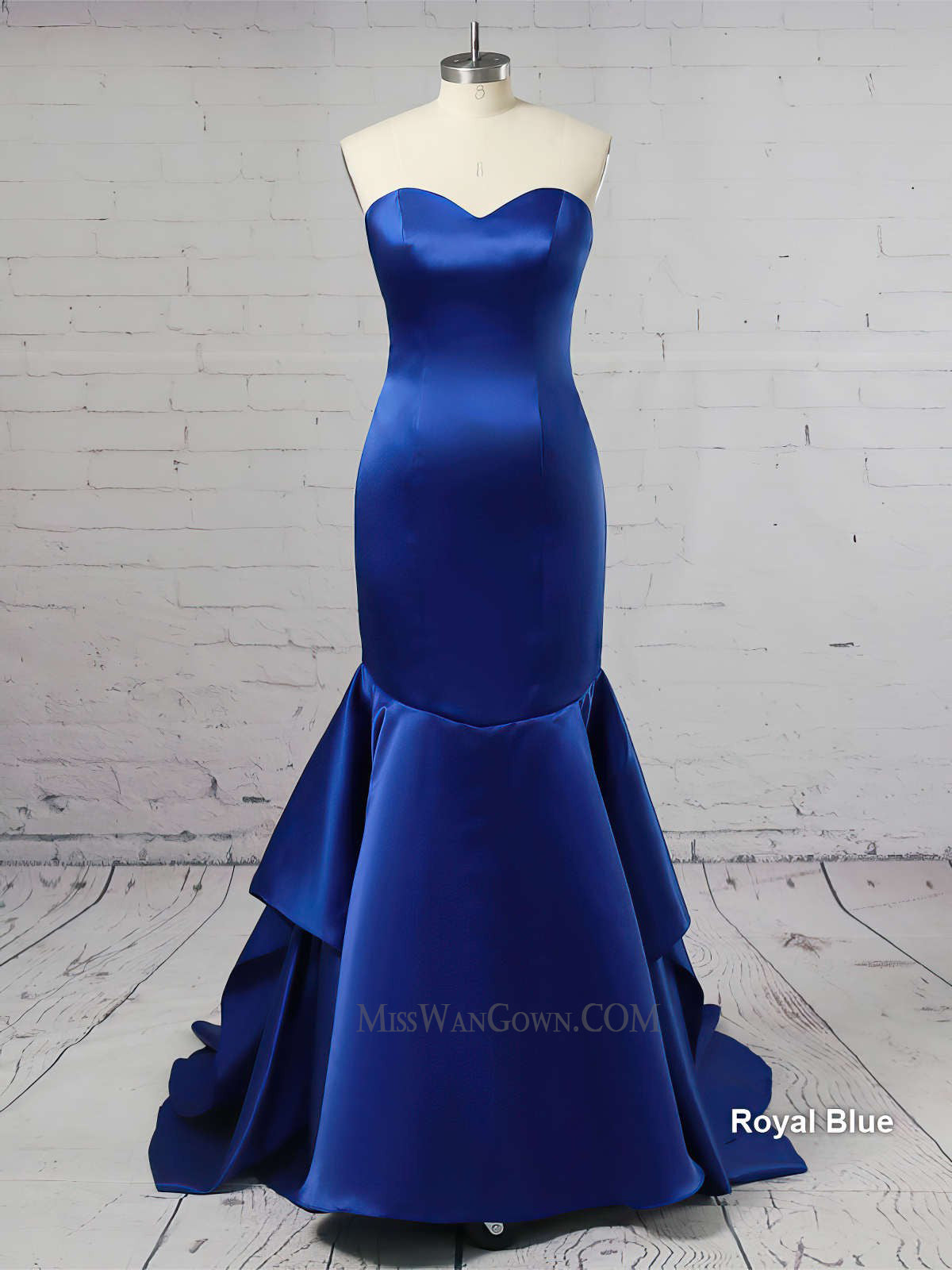 Sweetheart satin mermaid prom dresses customized lace up sweep train evening dresses LF843