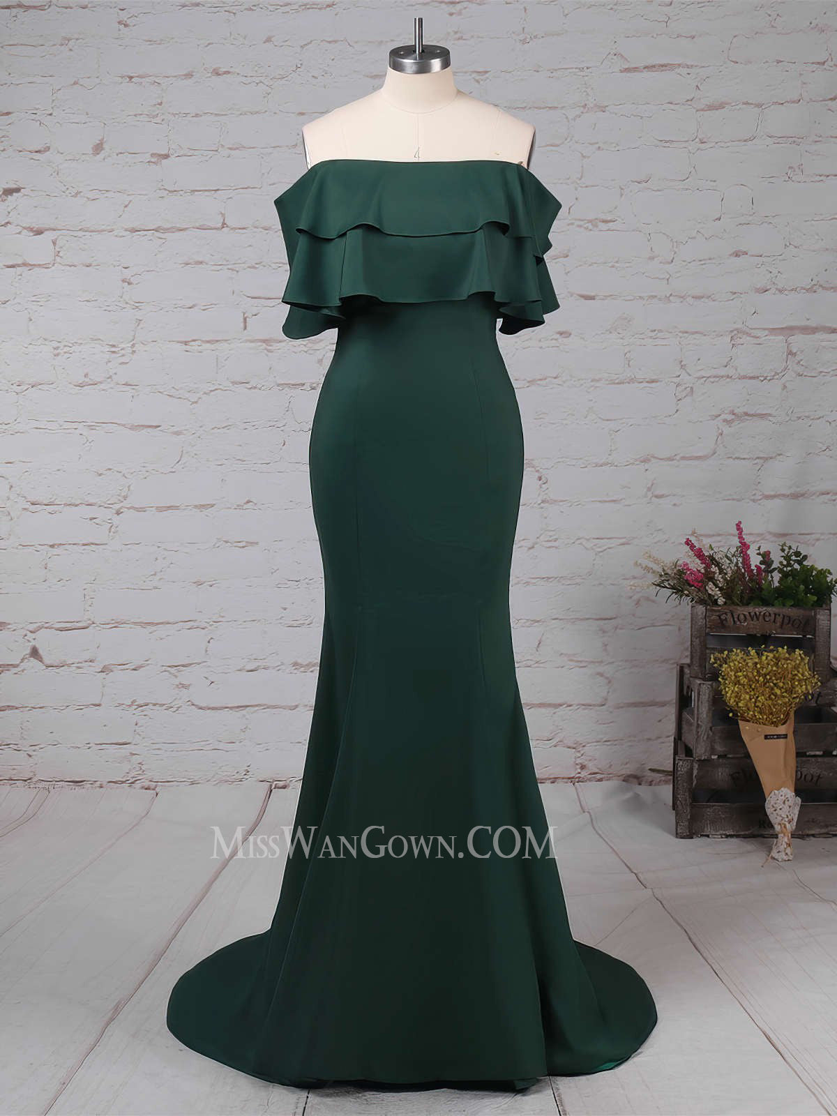 Off shoulder satin evening dresses mermaid customized sweep train prom dresses LF840