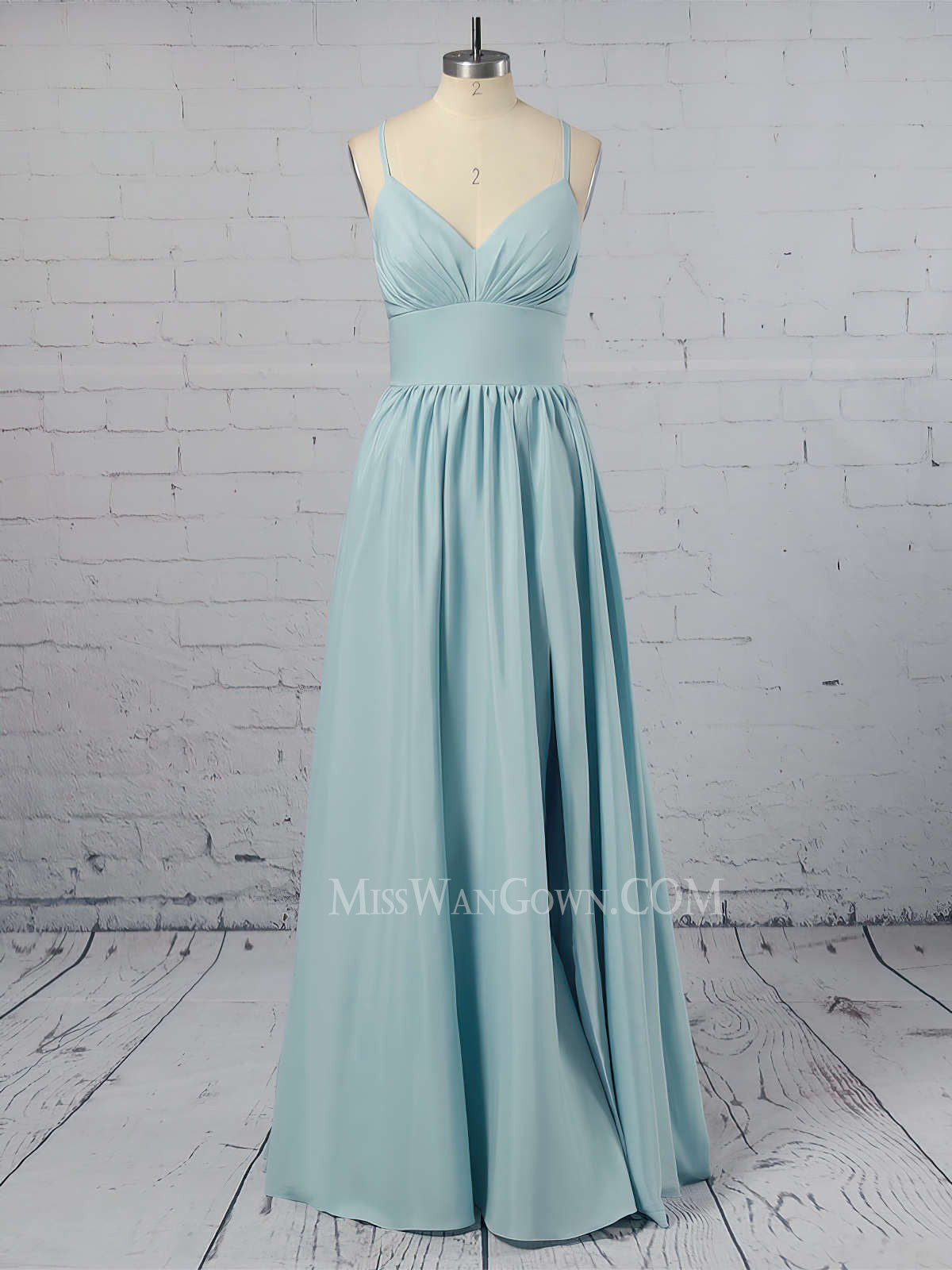 Sexy deep v neck spaghetti strap satin prom dresses customized high split evening dresses LF824