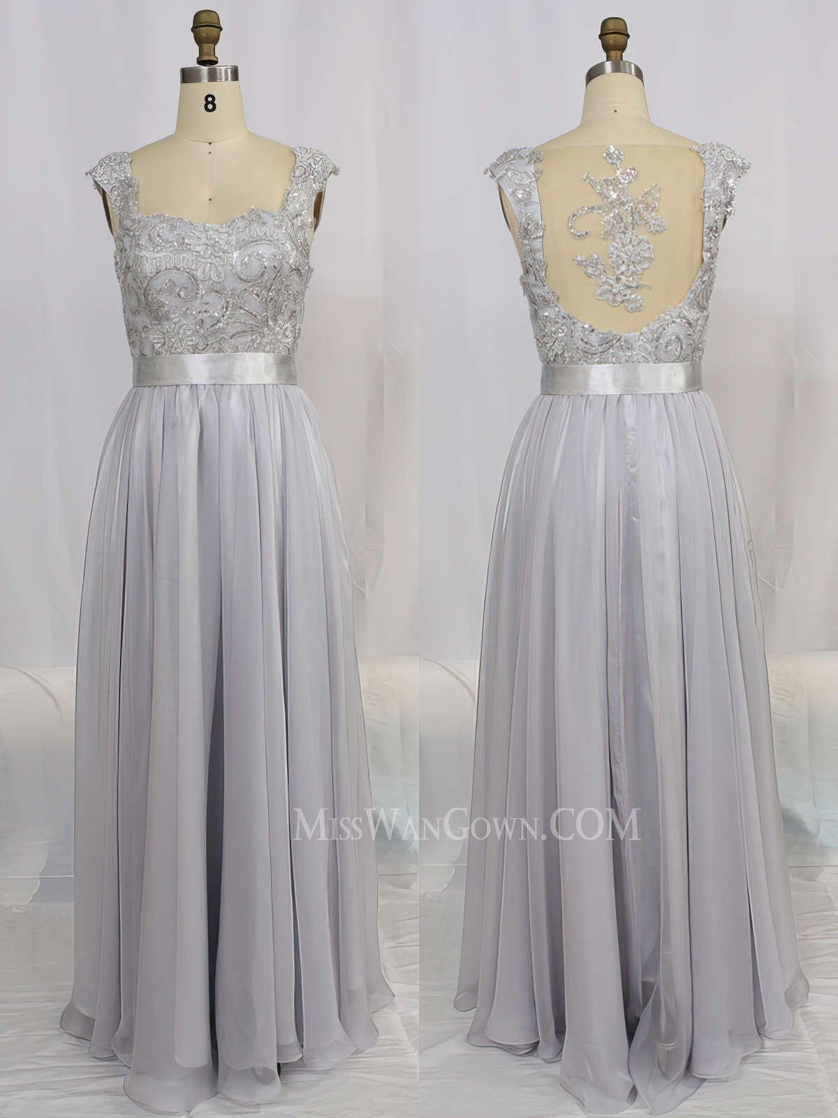 Elegant chiffon appliqued sash prom dresses customized floor length evening dresses LF822