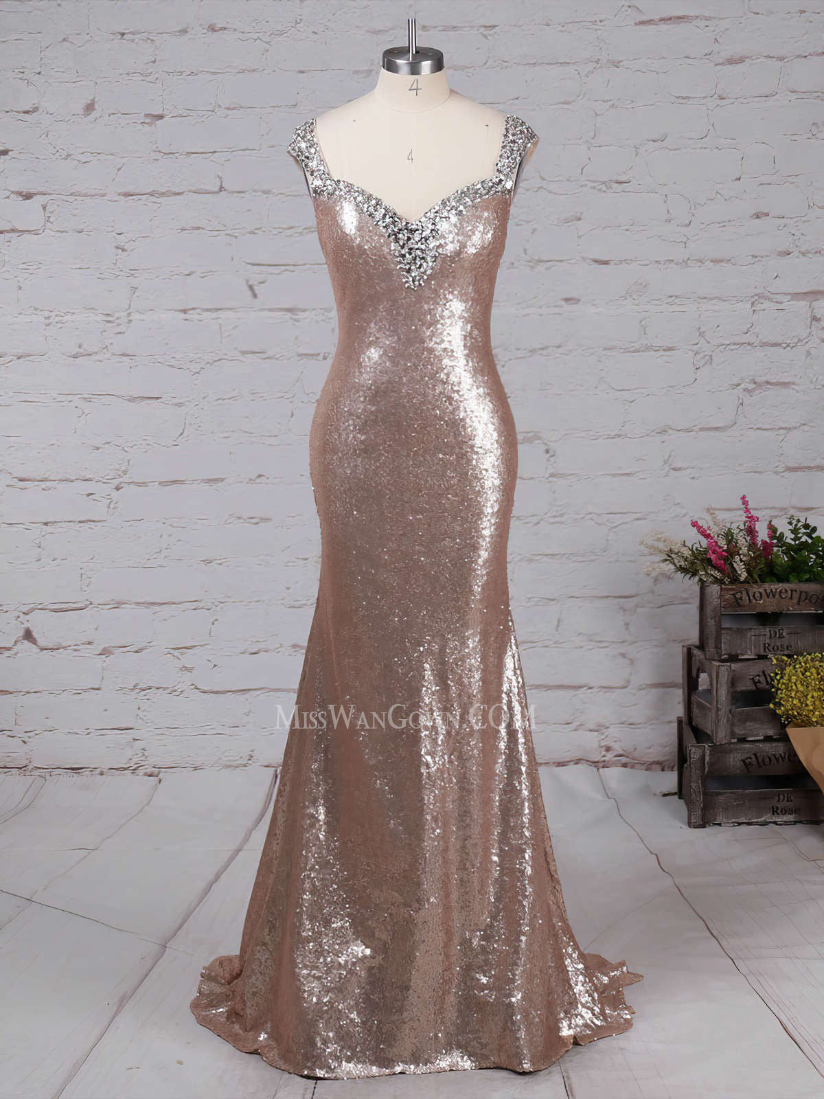 Sweetheart sequins beading prom dresses sweep train mermaid evening dresses LF813