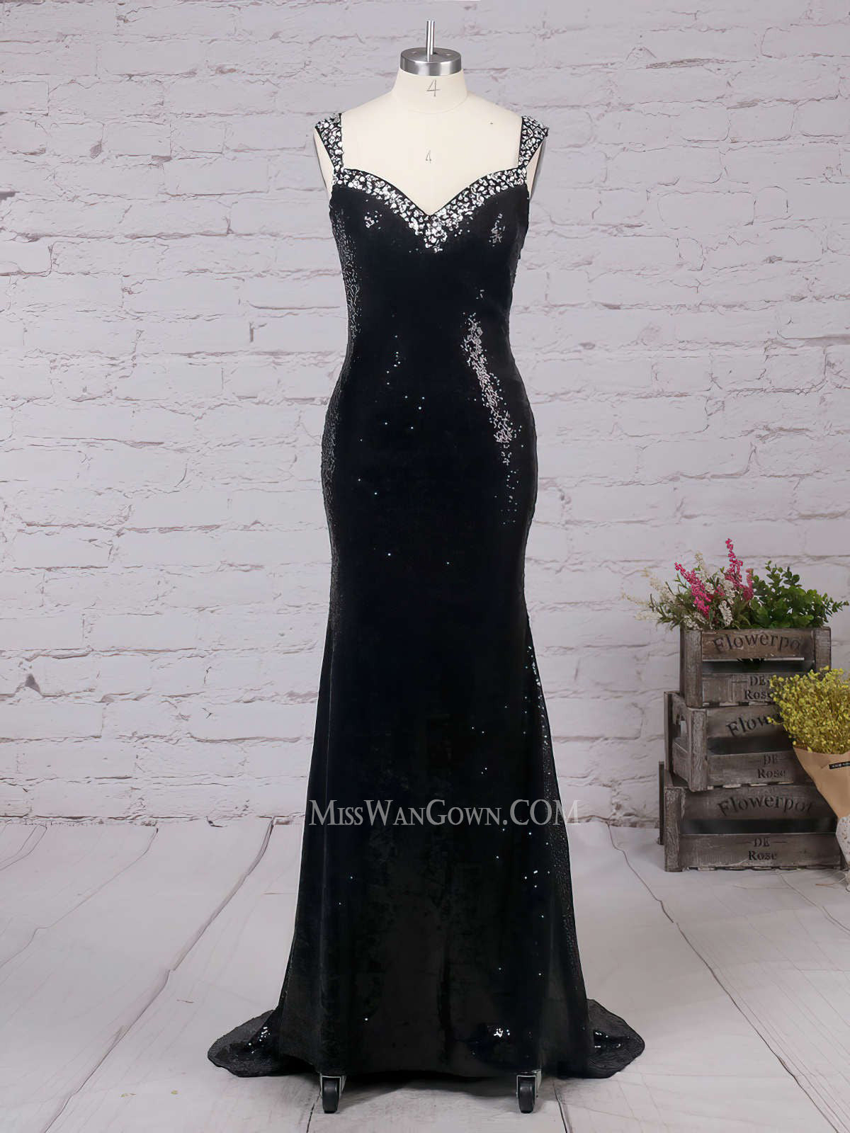 Sweetheart sequins beading prom dresses sweep train mermaid evening dresses LF813