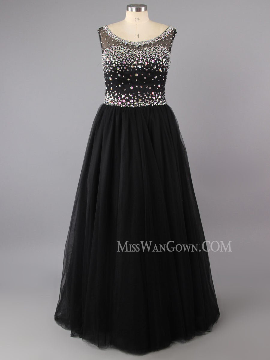 Elegant a line tulle handmade beading prom dresses customized floor length evening dresses LF805