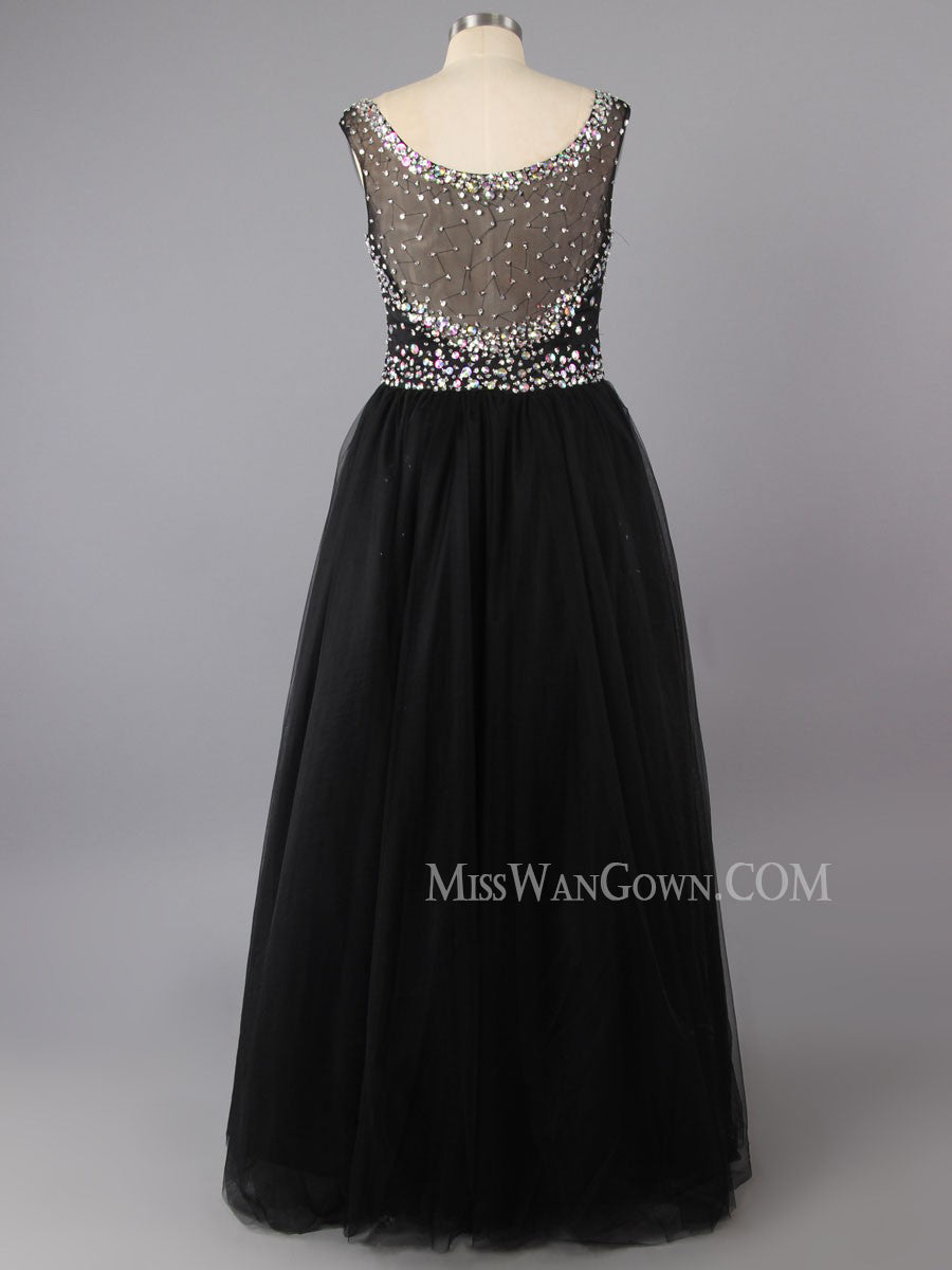 Elegant a line tulle handmade beading prom dresses customized floor length evening dresses LF805